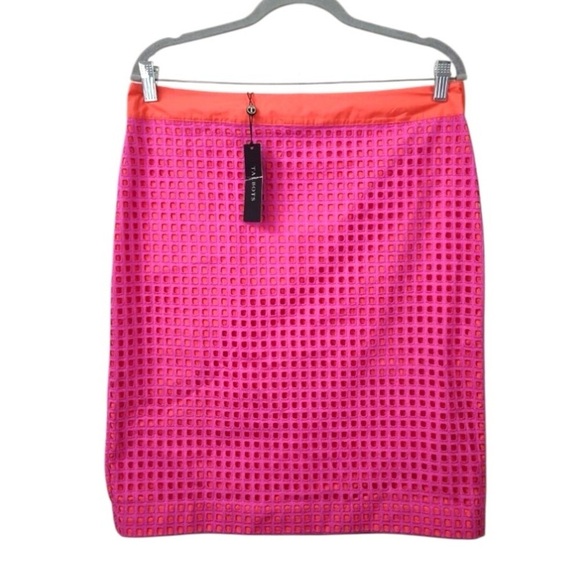 Talbots Neon Pink & Orange Pencil Skirt - Picture 2 of 11